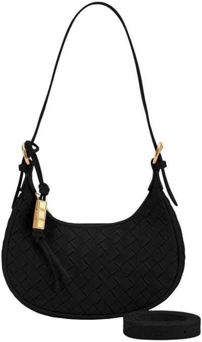 SEIDENFELT MANUFAKTUR Schoudertas Kinna Round Shoulderbag Black Zwart