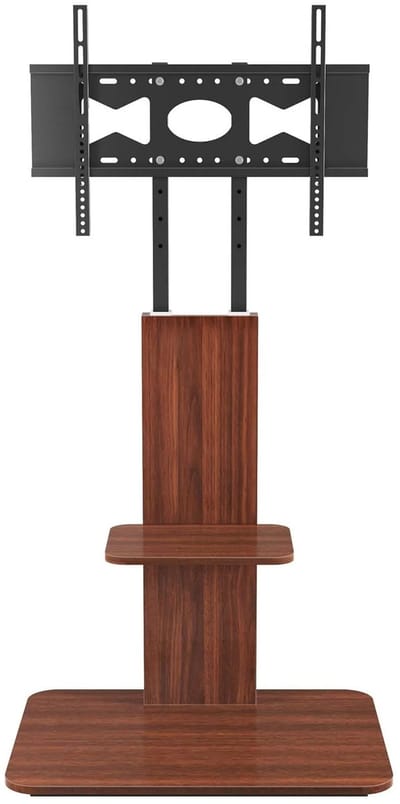 ITRONIQ TV Vloerstandaard met Plank 32-65 Inch - Verstelbare TV Standaard - VESA 100x100 t/m 400x600 - Max 40 KG - Zwart/Bruin