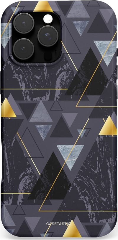 Casetastic Hoesje Geschikt voor Apple iPhone 16 Pro Max Magsafe - Stijlvolle Beschermende Duo-layer Case - Zwart Goudpatroon