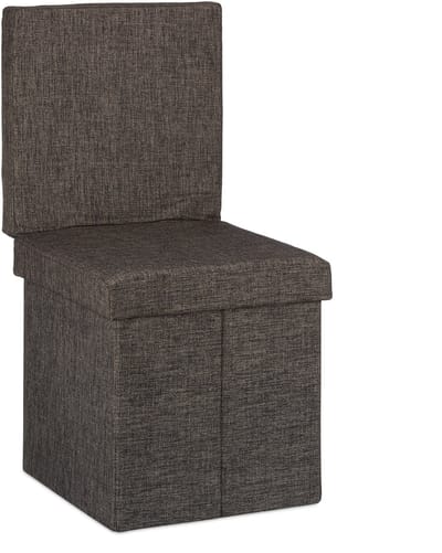 poef met opbergruimte - opvouwbaar - met leuning - deksel - linnen - 73 x 38 x 38 cm - bruin