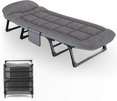 Kampeerbed Opvouwbaar - Slaapbed Buiten - Kamperen en Reizen - Ingebouwde Matras en Kussen - 55 x 170 cm
