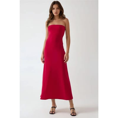 Basis Strapless Midi Jurk