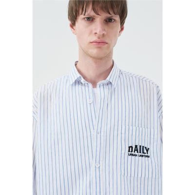 Gestreepte Lange Mouwen Shirt met Borduring