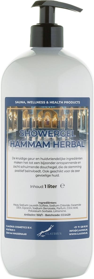 Douchegel Hammam Herbal 1 liter - met gratis pomp - showergel