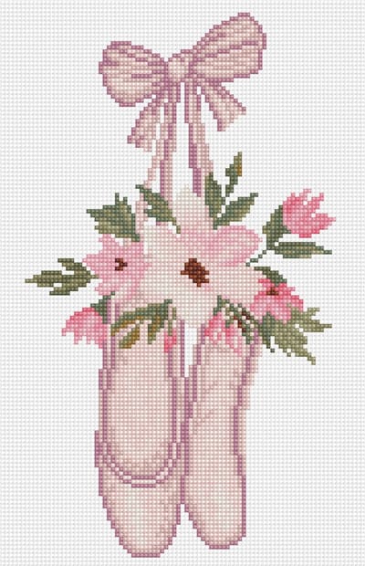 Full Diamond Painting Volwassenen - Hobby - Volledig Pakket - Vierkante Steentjes - DQ7.003 Diamond Dotz® - Ballet slippers roze 37 x 24cm