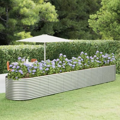 vidaXL - Plantenbak - 554x100x68 - cm - gepoedercoat - staal - zilverkleurig