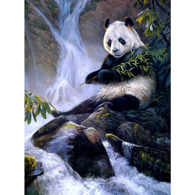 Volledige ronde boor diamant borduurwerk waterval Panda 5d diy diamant schilderen kruissteek strass 20X30CM gray