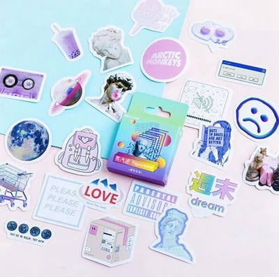 Bullet Journal Stickers - Planner Agenda Stickers - 46 stickers- Hipster - Vaporwave - Stickervellen - Scrapbook stickers - Bujo stickers - Stickers volwassenen en kinderen