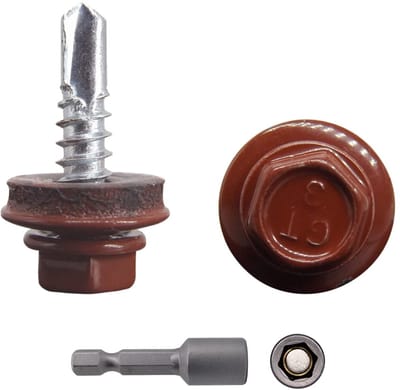 300x Zelfborende Metalen Dakschroeven 4.8x19mm met EPDM-Ringen RAL 3009