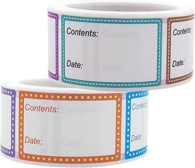 Voedseletiketten Stickers - 1000 Stukken, 2 Rollen x 500, 1 x 1,6 Inch, Verwijderbare Waterdichte Datumetiketten voor Vriescontainers