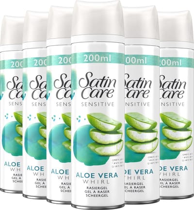 Satin Care - Scheergel - Sensitive - Met Aloe Vera - 200ml x 6