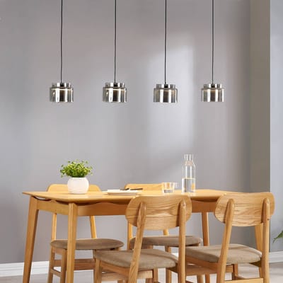 Lucande - hanglamp - 4lichts - IJzer, roestvrij staal, glas - H: 15 cm - GX53 - rookgrijs, chroom - Inclusief lichtbronnen
