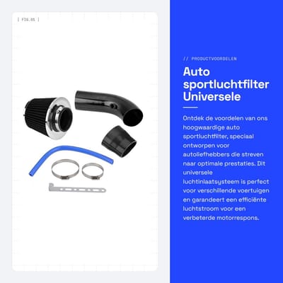 Dailygoods - Auto sportluchtfilter - Universele luchtkoeling - Verhoogd vermogen - 76 mm - Koolstofvezel luchtinlaatsysteem - Voor optimale prestaties...