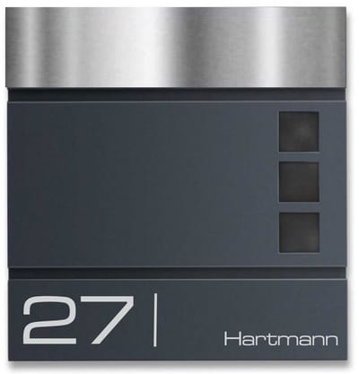 BR820 Brievenbus antraciet met naam en huisnummer 37x37x8,5cm