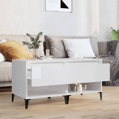 vidaXL - Bijzettafels - 2 - st - 50x46x50 - cm - bewerkt - hout - hoogglans - wit