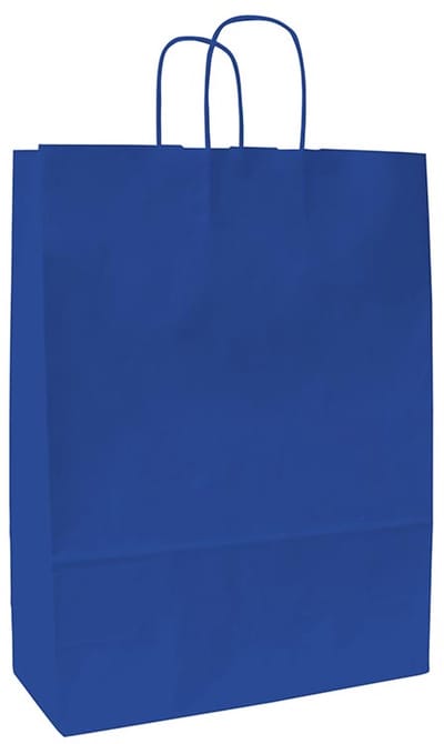 Papieren draagtas Blauw - 23x10x32 cm - Gedraaide greep - 50 stuks