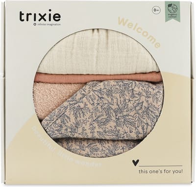 Trixie baby cadeau set - newborn geschenkdoos Lovely Leaves badtextiel.