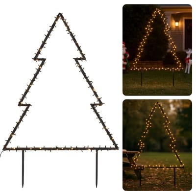 Cheqo® Led Kerstboom - Tuin Kerst Decoratie - Warm Wit - 175 Leds - 8 Lichtfuncties - Automatische Timer - Buitenverlichting - Decoratieve Verlichting - Kerstverlichting - Kerstdecoratie - Tuin Kerstboom Prikspot