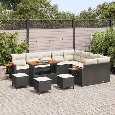 vidaXL - Tuinbank - Set - 14 - st - 10-Aantal - zitplaatsen - Zwart - en - Crème