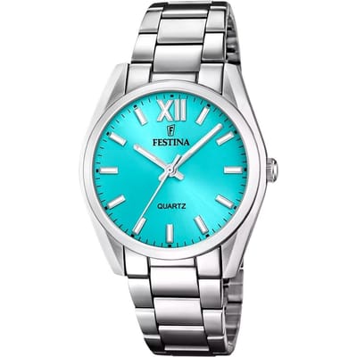 Festina F20622/D Dames Horloge - Mineraalglas - Roestvrijstaal/Staal - Zilverkleurig - Ø 37 mm - Quartz - Vouw/Vlindersluiting - 5 ATM (douchen)