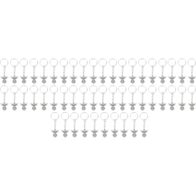 50 Pcs Porte-clés Pendentif Ange Alliage de Zinc Argenté Vintage Exquis Signification Auspicieuse Ange Gardien white