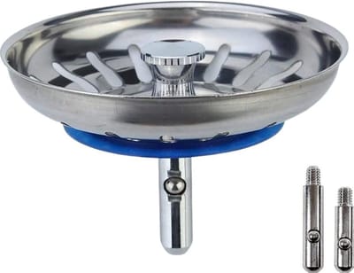 Gootsteen Afvoer Plug - Afvoerstop - zeef - Gootsteen Plug - Korfplug - Universeel - Spoelbak zeef - Ontstopper - 78 mm - RVS - LOUZIR