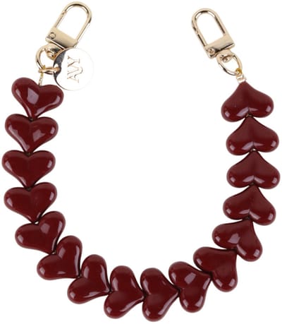 AVY Polsband Telefoonkoord | Cupid Burgundy | Kort Koord | Universeel voor alle Hoesjes | Geschikt voor iPhone, Samsung en meer | 30cm | Hartjes | Rood