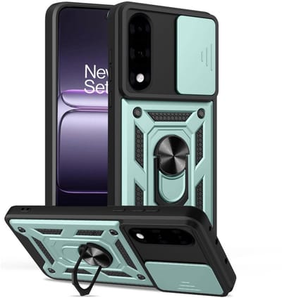 Coverup Hoesje - Geschikt voor OnePlus Nord 5 Hoesje - Coverup Armor Ring Kickstand Back Cover met Camera Shield - Mintgroen
