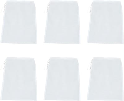 Set van 6 Herbruikbare Nylon Sapfilterzakken, 30 x 20 cm, Met Trekkoord, Ideaal voor Notenmelk, Afwasbaar en Biologisch Afbreekbaar