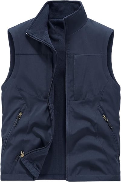 Fleece Vest voor Mannen - Dubbellaags, Winddicht en Warm - Ideaal voor Buitenactiviteiten en Sport