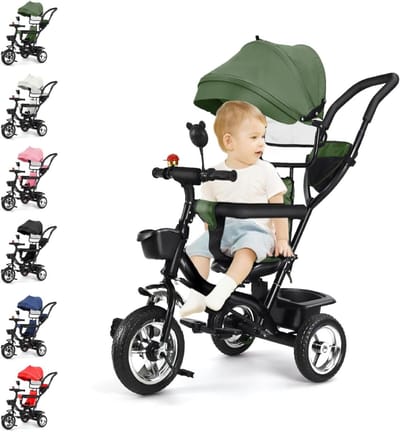 Kinderdriewieler 4-in-1 - Babyfiets peuterfiets - Veilig buiten spelen - Draaibare zitting en duwstang