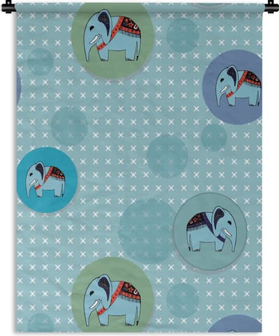 Wandkleed - Wanddoek - Olifant - Stippen - Design - 90x120 cm - Wandtapijt