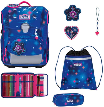 Scout schooltas LED Neo Set 4-delig Sparkling Dream donkerblauw