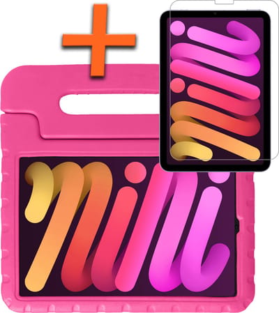 Hoesje - Geschikt voor Apple iPad Mini 6 (2021) - 8.3 inch - 6e Generatie - Met Screenprotector - Kinderhoes Shockproof Bumper - Kidsproof Case - Tablet Hoes - Kinder Hoes Cover - Roze