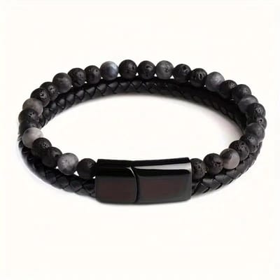 Livano Armband - Staal - Nep Zilver - Heren - Kralen