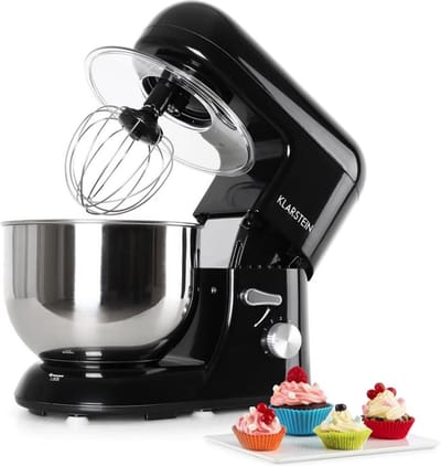 Klarstein Bella staande mixer, 5 L keukenmixer voor bakken met mengkom, 1800W keukenrobot met klopper, deeghaak, garde en mengkom, keukenmixer met 6 snelheden en planetaire mengbeweging, elektrische mixer voor brood en banket bakken