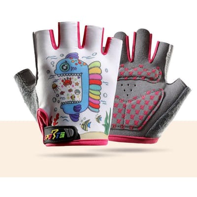 Gants Mi-Doigts pour Enfants Fins Protection Solaire Soie Glacée Respirants Résistants à l'Usure Antidérapants Élastiques Sports d'Extérieur Équitation Gants en Maille 18*10*3cm