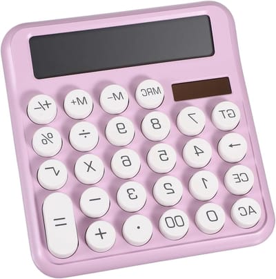 Rekenmachine Desktop - Grote knop calculator - Basis berekeningen - Ergonomische schermkanteling - 12 cijfers display - Paars