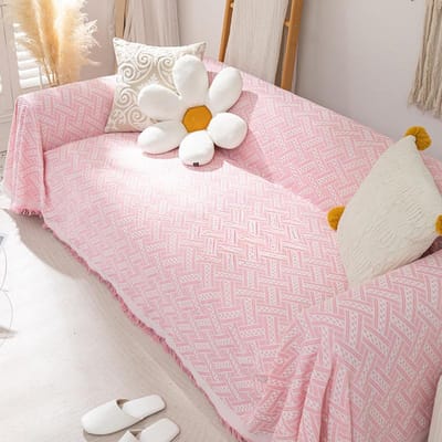 Katoen Linnen Sofa Handdoek in Scandinavische Stijl Anti-Kras Kussen Sofa Hoes Doek Volledig Bedekt Universele Sofa Mat Buiten Kamperen Hoes Deken 90x90cm
