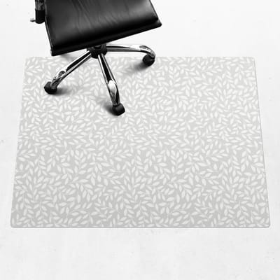 Wallfluent - Vloerbeschermer Bladpatroon - 120x90 cm - Grijs Mótif Bureaustoelmat - Rechthoekig - Mótif Vloerbeschermer-Stoel Mat-Kantoordecoraties - Boho-patroon