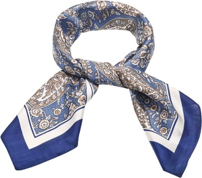 Emilie collection - sjaal - satijn - blauw - paisleyprint - vierkant 70 X 70 CM