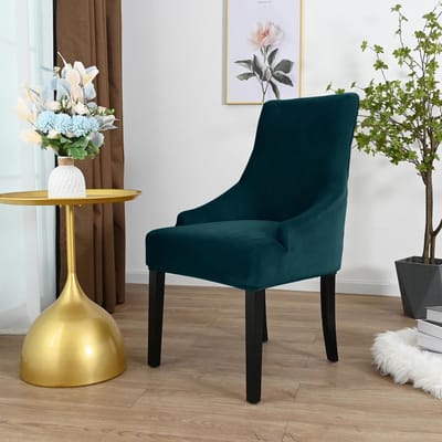 Housse de chaise nordique inclinée à dossier haut, élastique et confortable, idéale pour le salon, le bureau, l'hôtel, la maison ou les fêtes 1Pc black