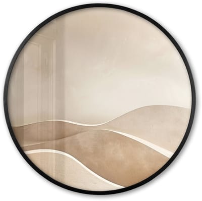 Poster in lijst Rond - Fotolijst 60x60 cm - Posters - Beige - Natuur - Abstract - Modern - Ronde posterlijst zwart - Decoratie - Wanddecoratie woonkamer - Muurdecoratie slaapkamer