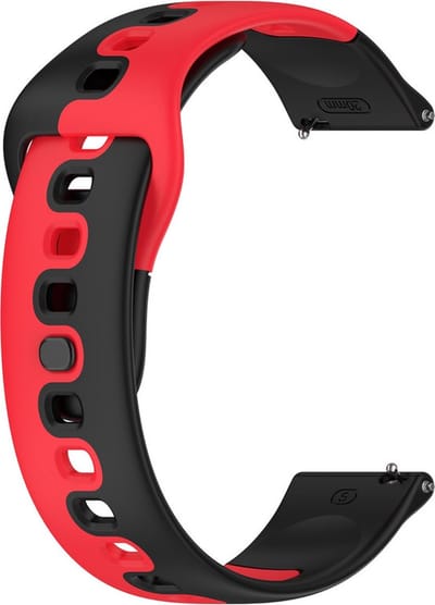 Siliconen bandje - geschikt voor Huawei Watch GT Runner 2 / GT 2(e) 46 mm / GT 3 / 4 / 5 (Pro) 46 mm / Watch 3 (Pro) / Watch 4 (Pro) / GT 6 (PRO) 46mm - zwart-rood
