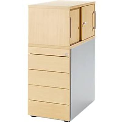 Schäfer Shop  Genius Zijcontainer met bovenkast incl. schuifdeur, container & schuifdeur afsluitbaar, met handgreepgroef, esdoorn