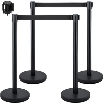 VEVOR Barrières voor Menigtecontrole 90 cm Wachtrijlijn Touw 4-Delige Set Touw Barrière Stanchion Wachtrij Demenigte Verdelen Het Beheersen Mensenmassa's Worden Toegepast in Theaters Openbare Plaatsen