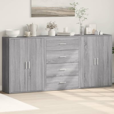 vidaXL - Dressoirs - 3 - st - 60x31x84 - cm - bewerkt - hout - grijs - sonoma - eikenkleur