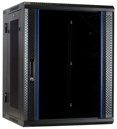 DSIT 15U wandkast (kantelbaar) met glazen deur en geperforeerde zijwanden 600x600x770mm (BxDxH) - serverbehuizing - serverrack - serverkast - 19 inch