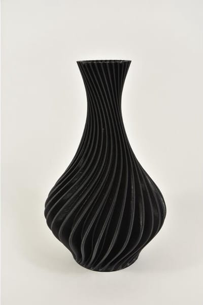 Woonaccessoires - Spiraalvaas Zwart, 3d Geprint D14 H22cm