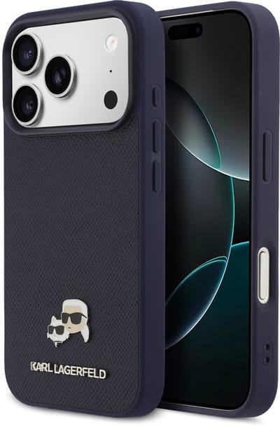Karl Lagerfeld - hoesje voor iPhone 17 Pro Max - MagSafe Saffiano Leather K&C Head Logo - Navy